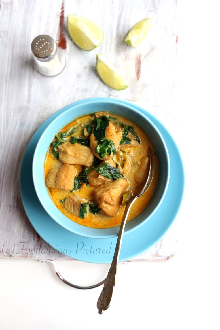 Fish and spinach curry